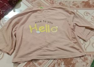 Back Print Nude Colour Crop Top
