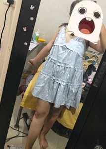Newme Blue Floral Ruffle Mini Dress