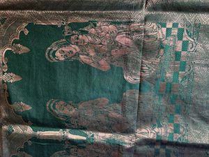 Elegant Green Saree with Gold Border