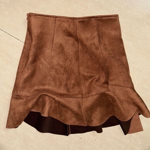 Brown Suede Mini Skirt