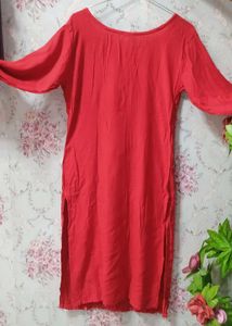 Elegant Red Kurta with Golden Stripes