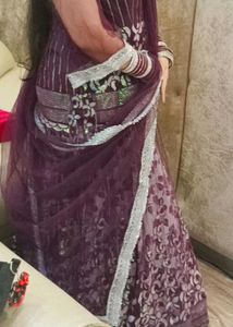 Elegant Purple & Silver Lehnga