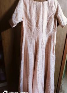 Elegant Peach Embroidered maxi dress/Kurta