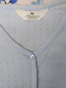 Baby Blue Ribbed Button-Up top