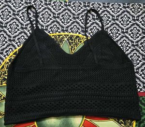 Black Crochet Crop Top