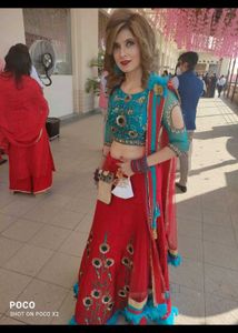 Stunning Teal &amp; Red Lehenga Choli