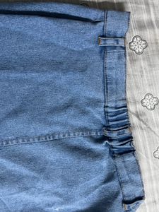 Light Wash Denim Button-Front Midi Skirt