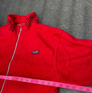 Red 'PURE' Zip-Up Jacket