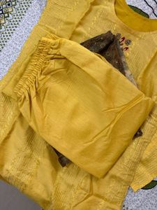Yellow 3-Piece Kurta Set with Dupatta