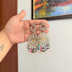 Pearl Beaded Earrings and Mang tikka