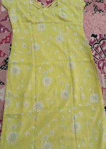 Elegant lime green Kurta Set with Silver Print