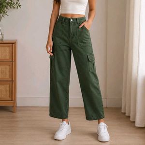 Green Cargo Wide Leg Pants