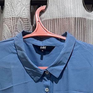 Light Blue Relaxed Fit 3/4 Sleeve Shirt