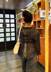 Stylish denim shirt with Corset Detail