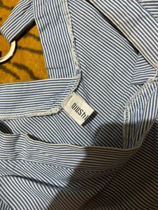 Striped V-Neck Ruffle Sleeve Top