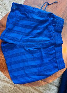 Vibrant Blue Schiffli Shorts- Mango