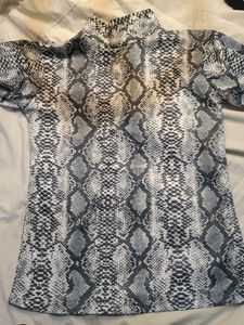 Snakeskin Print Mock Neck Top