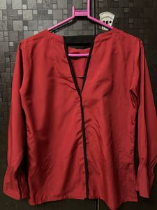 Elegant Red Bell Sleeve Top