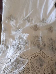 White Embroidered Palazzo Pants for women