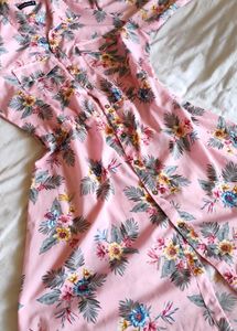 Pink Floral Button-Down Dress
