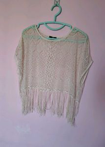 Sheer Lace Fringe Top