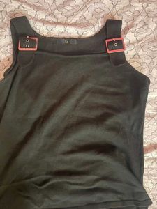 Black Buckle Strap Tank Top