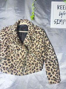 ZARA Leopard Print Moto Jacket