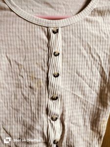 Ribbed Button-Up Crop Top