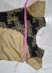Elegant Gold &amp; Black Embroidered Gown