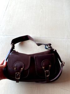 Chic Brown Faux Leather Shoulder Bag