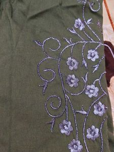 Stylish Olive Green Embroidered Kurta