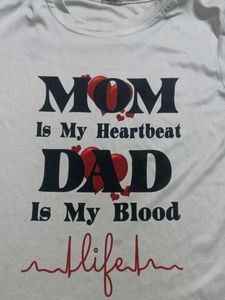 White Mom Dad Heartbeat T-Shirt