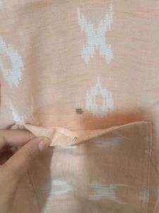 Peach Ikat Print Kurta with pocket