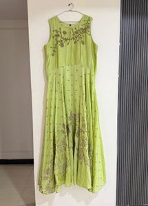 Lime Green Embroidered Ethnic Gown bust 46