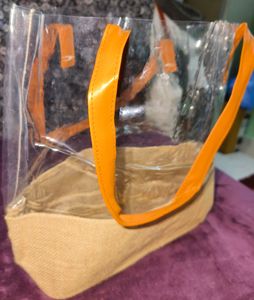 Trendy Clear Jute Tote Bag