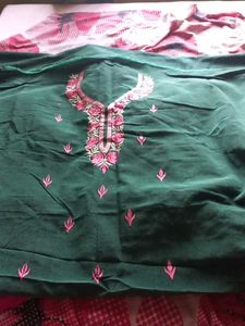 kashmiri Green kurti and salwar dress material wit