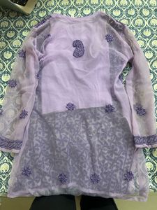 Lavender Chikankari Kurta with inner