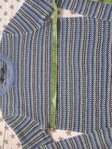 Blue Striped Crochet Sweater