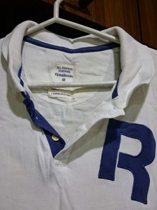 Men's White Polo T-Shirt with 'R' Logo