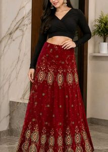 Maroon Zari & Sequin Designer Lehenga