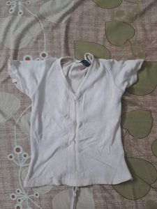 Peach Light  Ribbed V-Neck Tee