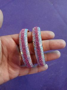 Sparkling Pink & White Bangles