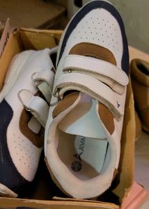 Comfortable White & Navy Velcro Sneakers