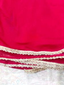 Red Dupatta with Golden Border✨
