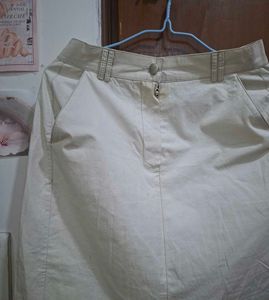 Beige basic midi skirt