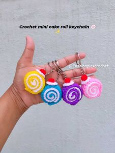 Handmade Crochet Swiss Roll Keychain