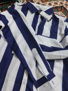 Blue &amp; White Striped Button-Up Shirt