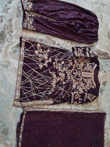 Elegant Purple Embroidered Suit