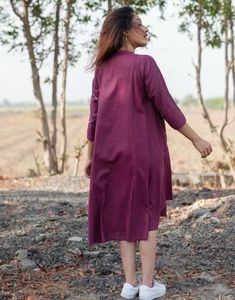 Chic Purple Embroidered A-Line Dress