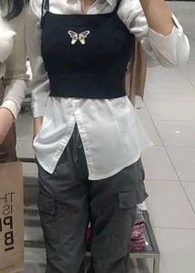 Cute Black Tie Strap Top